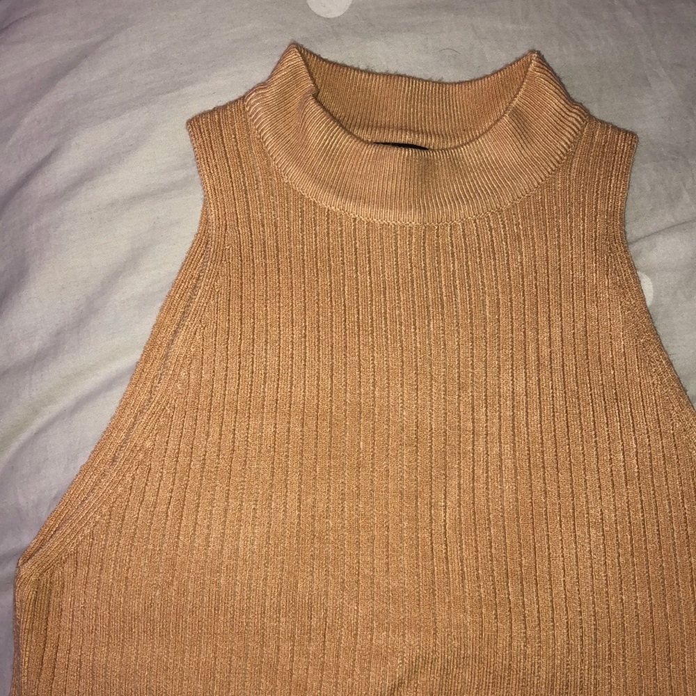 Mustard mock neck sweater tank top